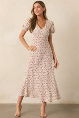 Where We Belong Dusty Pink Floral Short Sleeve Maxi Dress