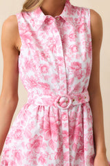 Cara La France Dianthus Pink Floral Cotton Maxi Dress