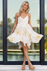 A Reason To Smile Ivory Multi Floral Print Rayon Mini Dress