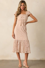Cobblestone Chronicles Blush Lace Midi Dress