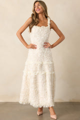 Something Good Ivory Floral Applique Maxi Dress