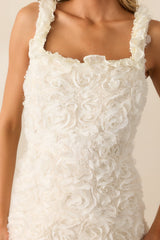 Something Good Ivory Floral Applique Maxi Dress