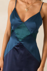 Celestial Skies Midnight Blue Satin Maxi Dress