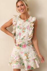 Where The Night Takes Us Ivory Floral Cotton Mini Dress