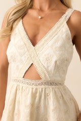A Touch Of Grace Ivory Embroidered Cutout Midi Dress