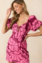 MINKPINK Persephone Berry Floral Mini Dress