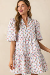 Hold Onto Hope Light Blue Floral Cotton Mini Dress