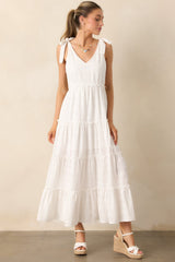 Half Past Sunset Ivory Cotton Tiered Maxi Dress