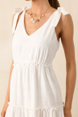 Half Past Sunset Ivory Cotton Tiered Maxi Dress