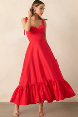 The Best Is Yet To Come Red Padded Bustier Maxi Dress