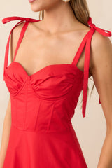 The Best Is Yet To Come Red Padded Bustier Maxi Dress