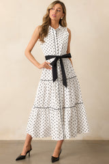 Where We Left Off White Cotton Polka Dot Maxi Shirt Dress