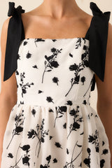 Right On Time Black Floral Embroidered Midi Dress
