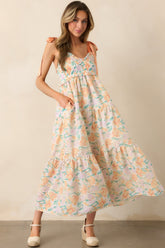 At First Glance Light Orange Embroidered Eyelet Maxi Dress