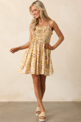 Oceanic Opulence Beige Multi Print Mini Dress
