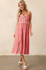 Memories Being Made Red Floral Sleeveless Midi Dress