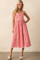 Memories Being Made Red Floral Sleeveless Midi Dress