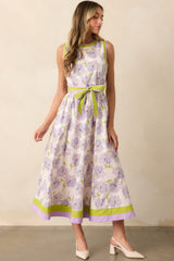 All In Due Time Cotton Lavender Floral Maxi Dress