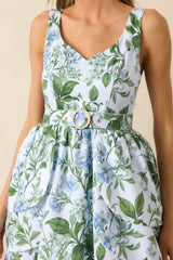 Diana Blue Lilacs Botanical Print Cotton Petal Maxi Dress