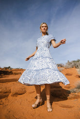 Alena Eyelet Lace Dress in Blue - FINAL SALE