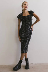 Kensie Ruched Midi Dress - FINAL SALE