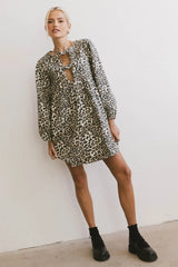Tyler Peplum Mini Dress in Leopard - FINAL SALE