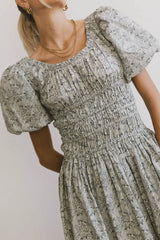 Lucille Smocked Floral Dress in Navy - FINAL SALE