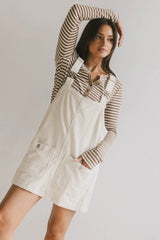 Reid Corduroy Overall Dress in Ivory - FINAL SALE