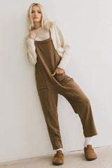 Kestrel Knit Overalls in Mocha - FINAL SALE