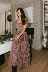 Mia Tulle Maxi Dress in Mocha - FINAL SALE