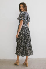 Mary Anne Floral Midi Dress in Black - FINAL SALE