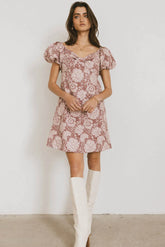 Darcella Floral Mini Dress in Mauve - FINAL SALE