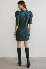 Kaylee Brocade Dress in Teal - FINAL SALE