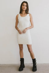 Vale Textured Knit Mini Dress in Cream - FINAL SALE