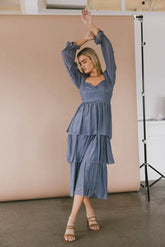 Manning Shimmery Midi Dress in Slate - FINAL SALE