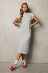 Lauren Tee Shirt Midi Dress in Heather Grey - FINAL SALE