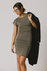 Lauren Tee Shirt Mini Dress in Olive - FINAL SALE