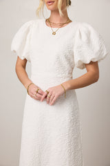 Henry Textured Midi Dress in White - FINAL SALE