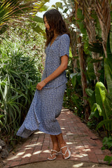 Ember Floral Midi Dress in Blue