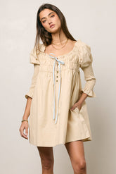 Nolan Babydoll Dress in Beige - FINAL SALE