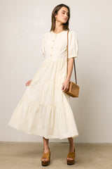 Finey Button Front Maxi Dress in Cream - FINAL SALE