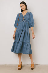 Nadia Midi Dress in Light Wash