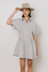 Erica Button Front Mini Dress in White