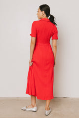 Nicole Smocked Maxi Dress in Red