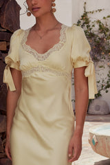 PREORDER- Amanda Lace Trim Maxi Dress in Butter Yellow