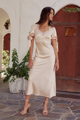 Amanda Lace Trim Maxi Dress in Blush