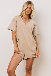 Lynn Relaxed Romper in Taupe