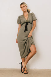 Selah Lace Trim Midi Dress in Sage