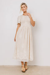Alora Embroidered Dress in Champagne