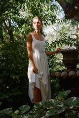 Raven Striped Midi Dress in Natural